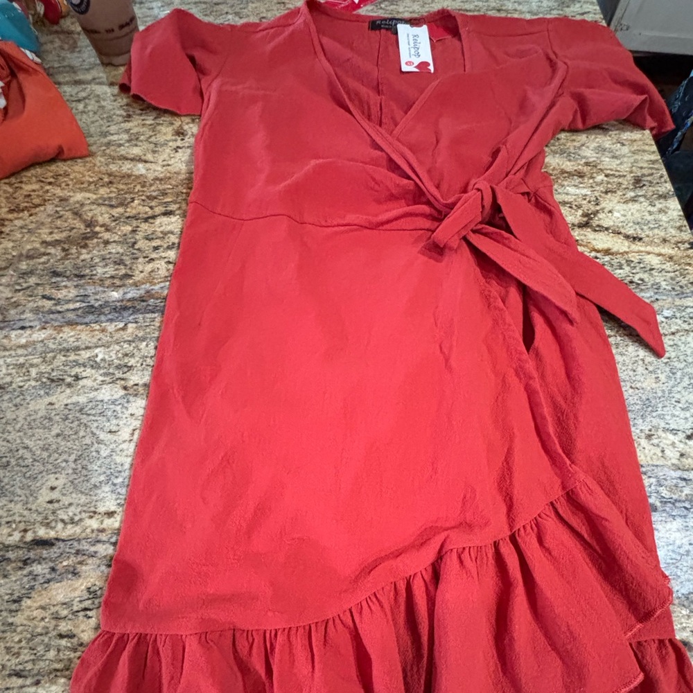 Relipop ladies size medium linen like wrap dress-new with tags